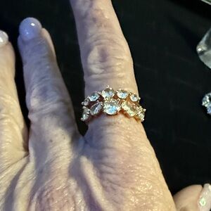 BP Rose Gold plating lemon CZ Crystal Cluster Stackable Ring - Women's Fashion